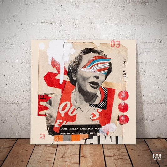 Angry girl - Éditions Limitées - @quatuor135135, Collage, Dibond®, Femme,