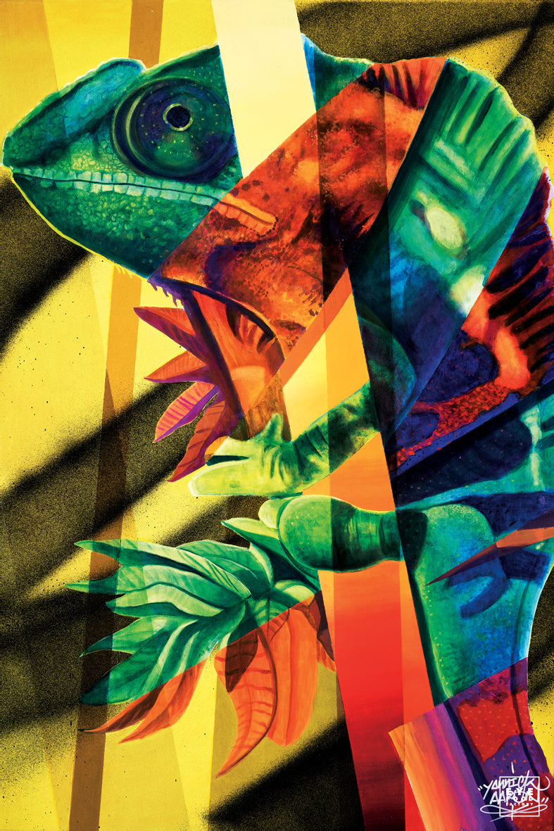 Caméléon - Éditions Limitées - @trio8055, Animaux, caméléon, Collage, Dibond®