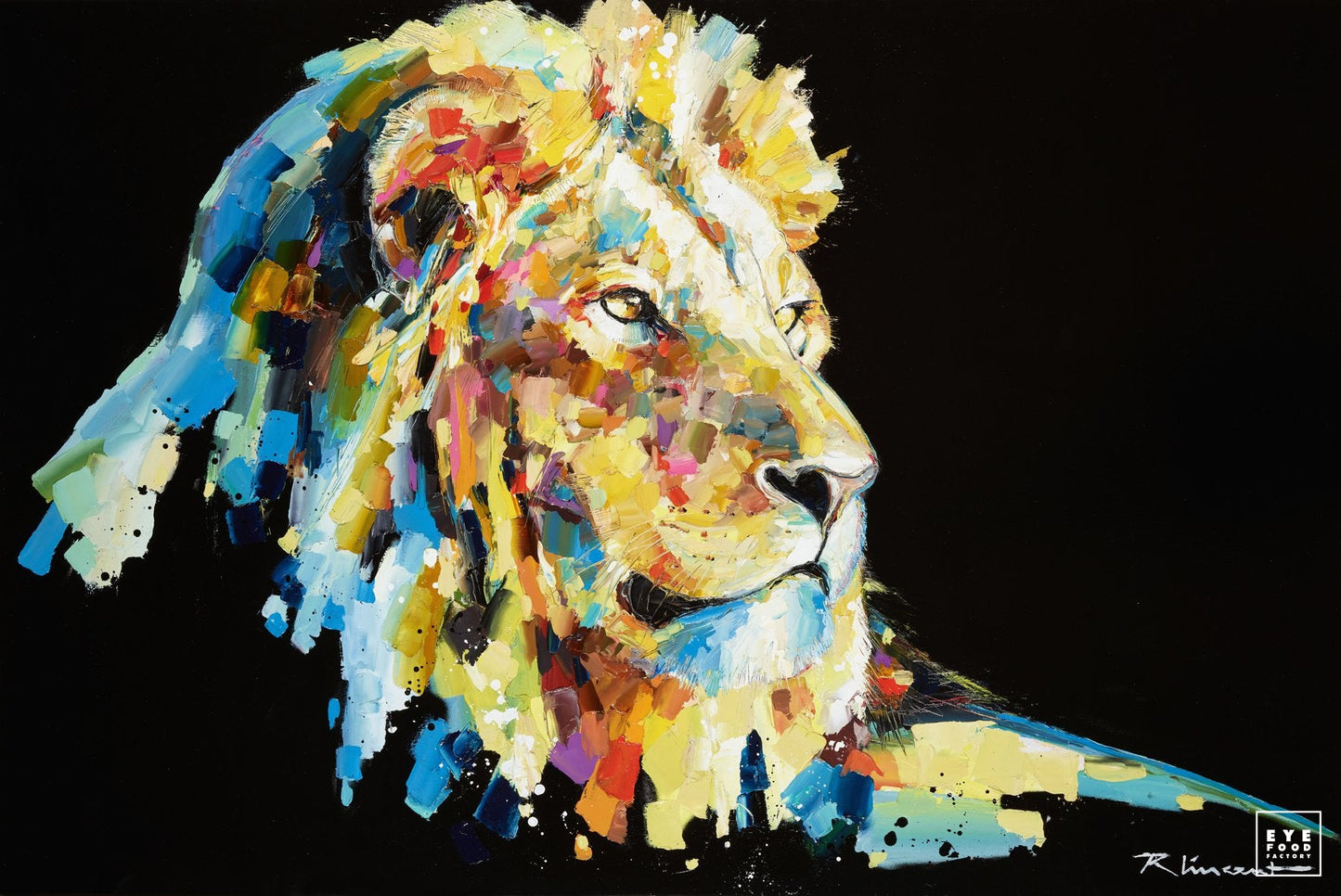 Khalil - Éditions Limitées - @quator165110, Animaux, Dibond®, Jaune, Lion